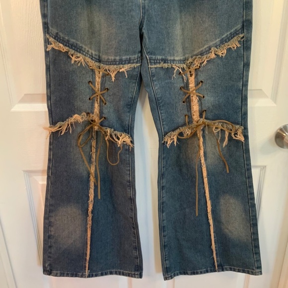 CIDER VINTAGE RAW EDGE WASH HIPPIE FLARED JEANS SIZE XL - Picture 7 of 11